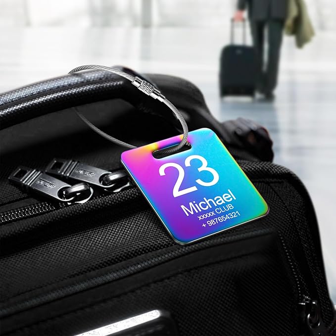 Customized Stainless Steel Luggage Tags: Personalize Your Suitcases, Backpacks, and Bags with Your Text - Custom Initial Text Name ID,Number(3 Pack)