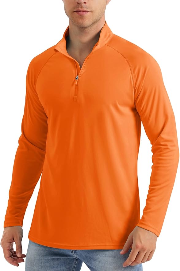 MAGCOMSEN Men's Long Sleeve Sun Shirts UPF 50+ Tees 1/4 Zip Up Fishing Running Rash Guard T-Shirts Outdoor Shirt