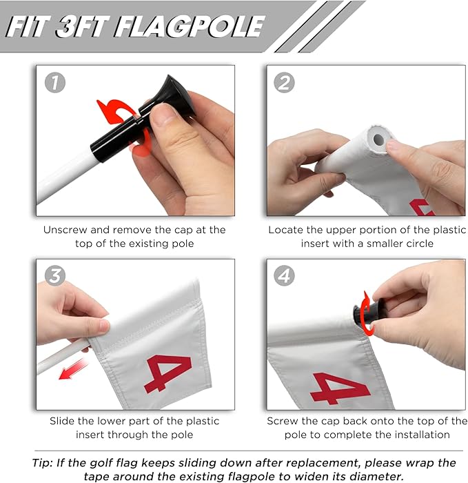 KINGTOP Numbered Golf Flag All 8x6 Inch – Upgraded Dual-Layer 420D Nylon, Double Sided Printing, Tube Inserted – Mini Practice Putting Green Flags for Yard