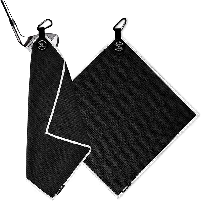 Magnetic Golf Towel with Clip and Cleaning Pocket -Premium Ultra Absorbent and sandfree Waffle Weave Microfiber Towel-Golf Accessories for Golf Bags, Carts or Clubs 16"*16“