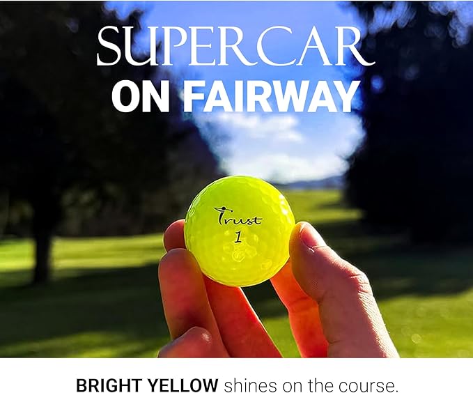Trust Golf Balls - Aurora & Rosa Crystal Urethane Series | Eye-Catching & Easy to Spot | Maximum Distance, Soft Feel, Straight Flight, & Greenside Control | Blue, Orange, Pink, Yellow | 12 or 48 Balls