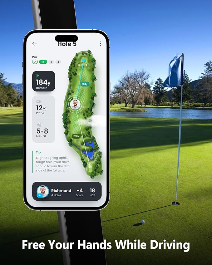 Magnetic Phone Holder for Golf Cart - Strong N52 Magnets, MagSafe Compatible for iPhone 16 15 14 13 12 Series, Fits EZGO Club Car Yamaha Golf Carts & Any Metal Surface Golf Cart Accessories