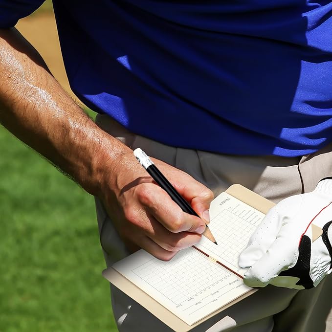 Yexiya Golf Scorecard Book with Pencil Leather Golf Journal Scorecard Holder Accessories Notebook Log Book Pocket Scorebook Gifts for Men Golfers, Sports and Outdoor Club Accessories