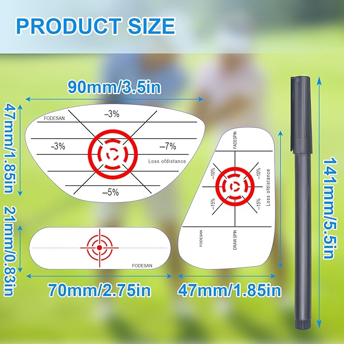 Golf Impact Tape - High-Resolution Strike Stickers for Iron, Wood & Fairway Clubs, Non-Residue, Swing Training Aid Impact Labels