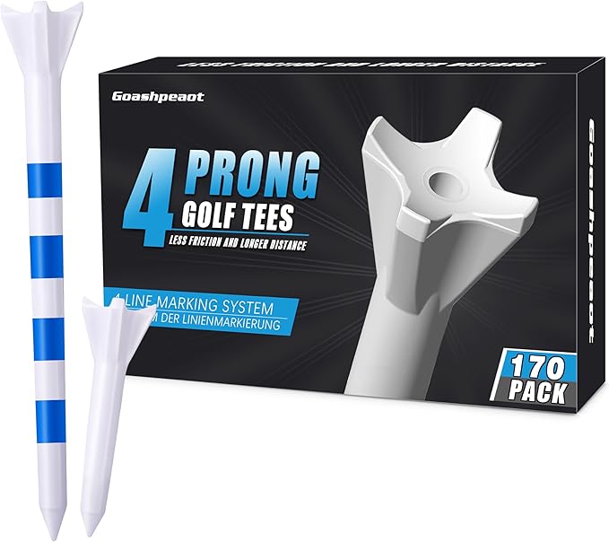 170 Pack Golf Tees 50 Iron Tees with 120 Driver Tees, Pro 4 Line Marking System Plastic Golf Tees, 4-Prong Engineered to Reduce Friction & Longer Distance