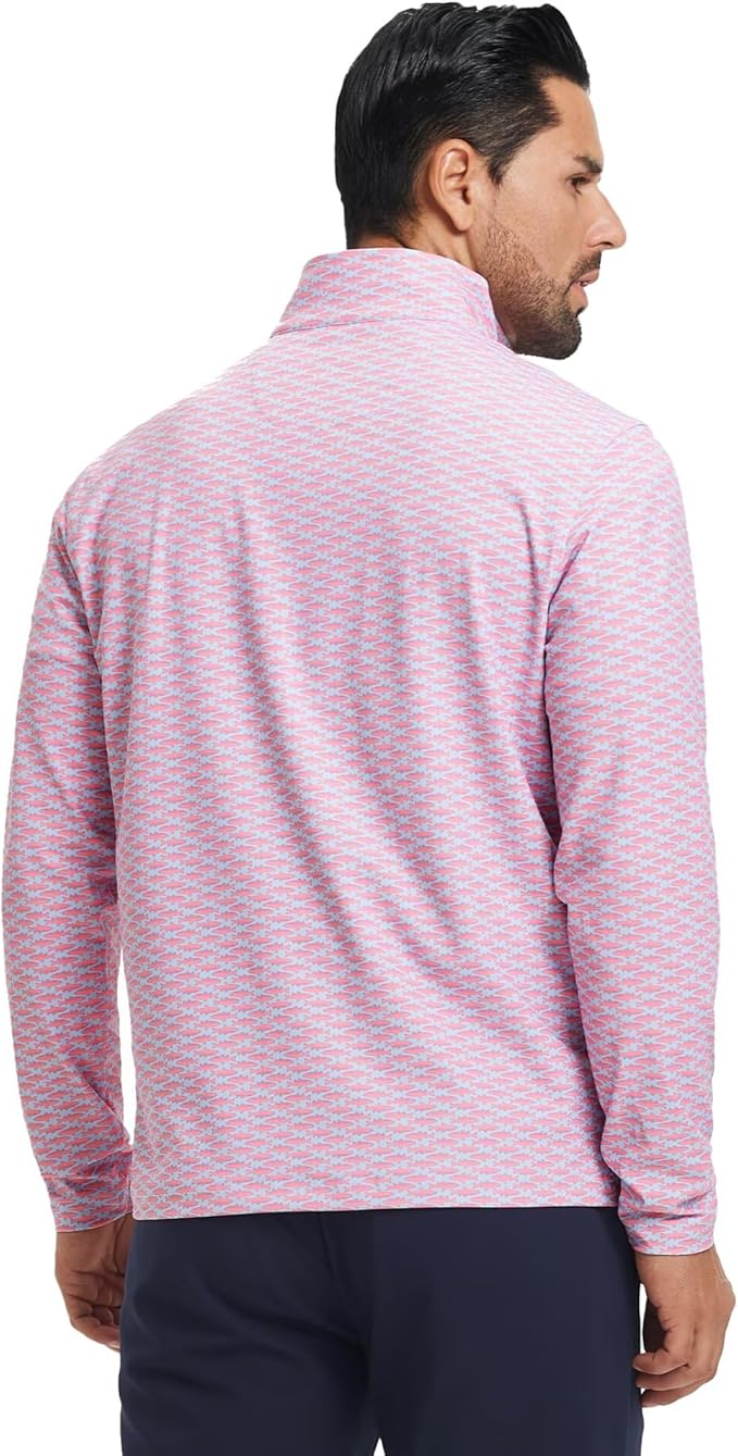 M MAELREG Quarter Zip Golf Pullover Men Dry Fit Long Sleeve Performance Wicking 1/4 Zip Full Print Pullover Mens Sweatshirt