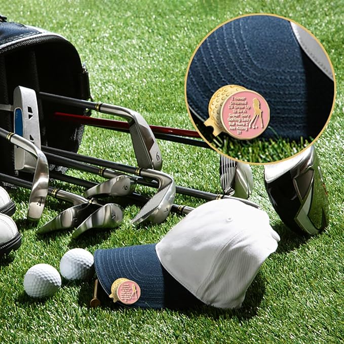 Pink Golfer Ball Marker with Magnetic Hat Clip, Funny Golf Accessories Gifts for Men Women, Novelty Birthday Gifts for Men Women Golfer Fan