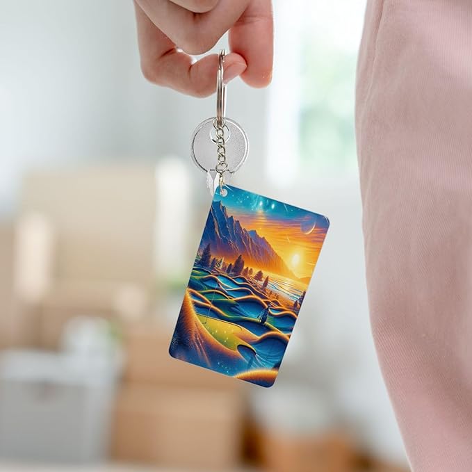 Keychain - Rectangular Acrylic Keychain Daily Key Ring Car Key Fob Holder 2X3 Inch
