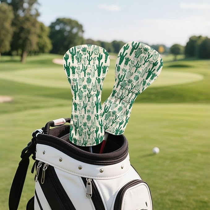 Golf Club Head Covers for Club Protective, Waterproof PU Leather Driver Fairway Wood Hybrid Head Cover
