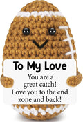 Birthday Gifts for Him Her Boyfriend Girlfriend, To My Love Christmas Handmade Emotional Crochet Football, Small Cute Anniversary Present for Him, Mini Romantic I Love You Gift for Husband Wife Couple