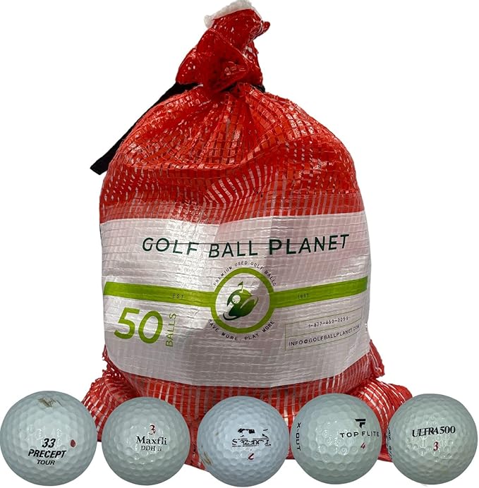 Golf Ball Planet 50 Ball Mesh Bag Hit Away Practice Used Golf Balls
