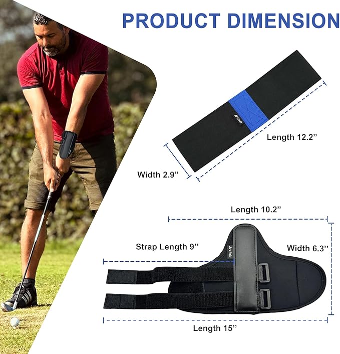Golf Training Kit with Arm Band & Wrist Strap, Golf Swing Training Aid to Correct Wrist Angle and Develop Muscle Memory for Beginner Golfers