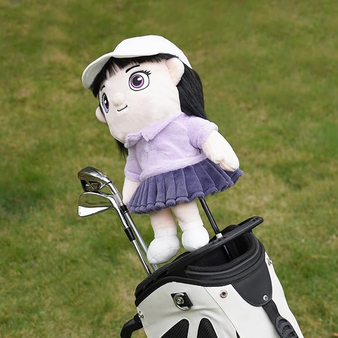 Craftsman Golf Girl in a Purple Dress Doll Plush Golf Driver Cover Headcover Travel Protector Golfer Gifts
