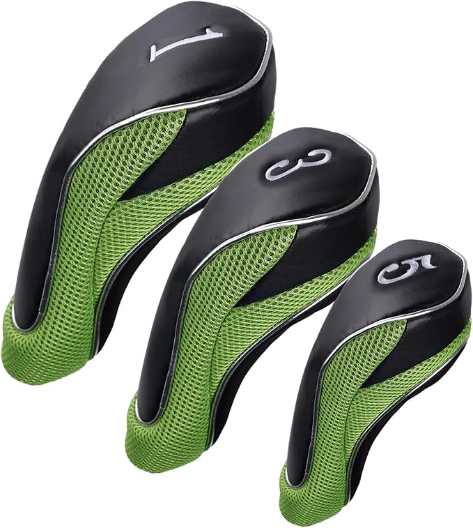 Andux Golf Club Driver Wood Head Covers with Hook & Loop Set of 3