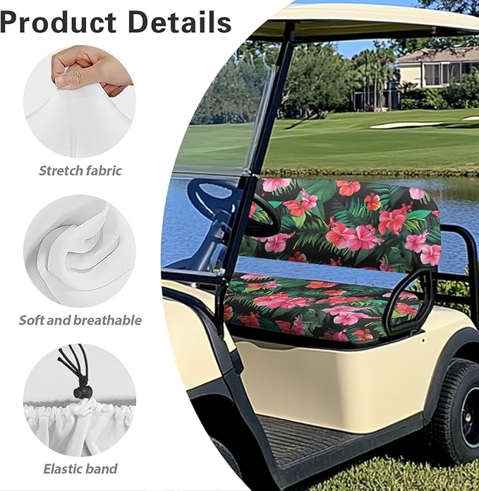Golf Cart Seat Covers, Universal Fit & Nonskid Bottom Fits for Club Car 2 Person Seats Golf Carts