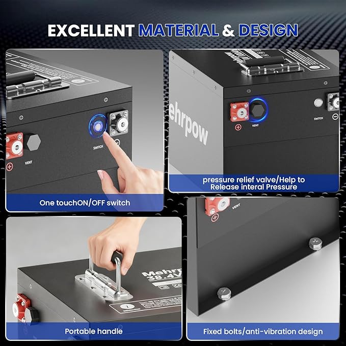 36V lithium golf cart battery, 36v golf cart battery, professional metal casing, 43.8V 25A Fast charger, Bluetooth Mobile APP,LCD display, 200ABMS,Max 7.68kW Power Output,Perfect for golf carts
