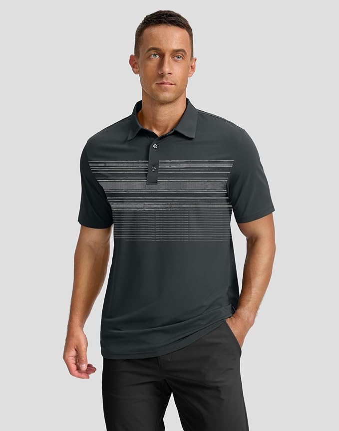 Men's Golf Shirts Dry Fit Moisture Wicking Performance Short Sleeve Collared Polo Shirts for Casual Athletic Business