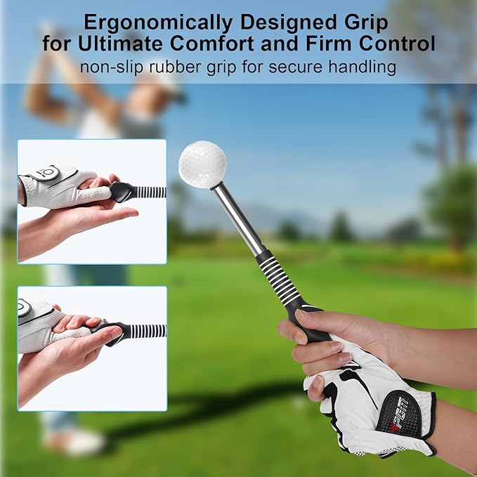 Golf Training Aids, Golf Grip Training Aid Swing Trainer with 1 Arm Posture Correction Band and 1 Telescopic Golf Simulator, Golf Practice Accessories Perfect for Beginners and Pros
