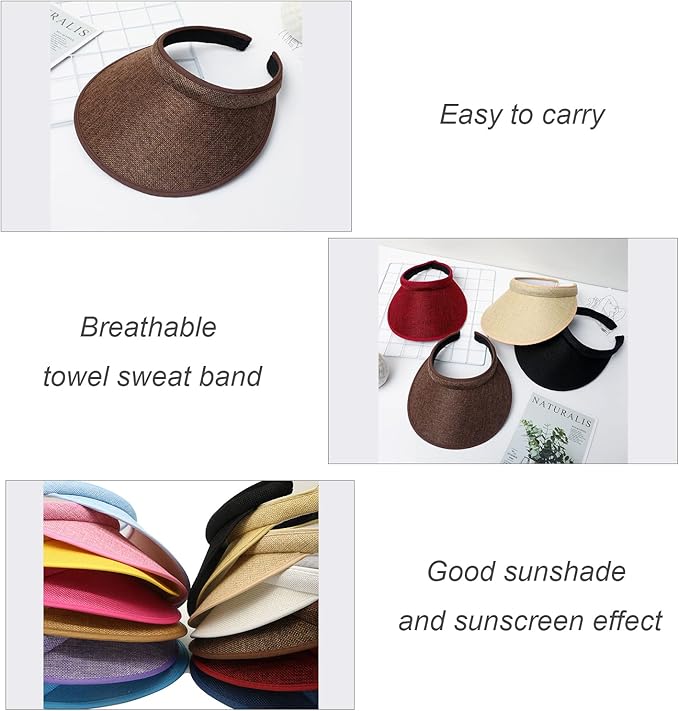 Cloth Covered Slip-On Visor for Women, Adjustable Cap Sports Sun Visors for Men