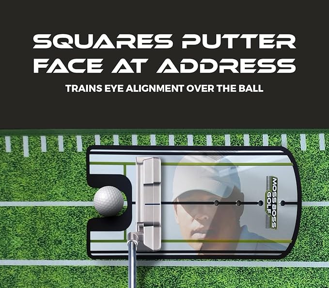 Practice Putting Mat with Automatic Ball Return Track & Putting Mirror - Indoor Golf Practice Mat for Mini Games & Home/Office Use, Great Gift for Golf Lovers