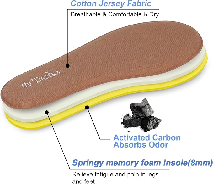2 Pair -Shoe Inserts for Mens Memory Foam Insoles,Replacement Insoles for Work Boots Running Shoes, Cushion Shock Absorbing for Foot Pain Relief, Comfort Breathable Inner Soles Brown 47EU,US14