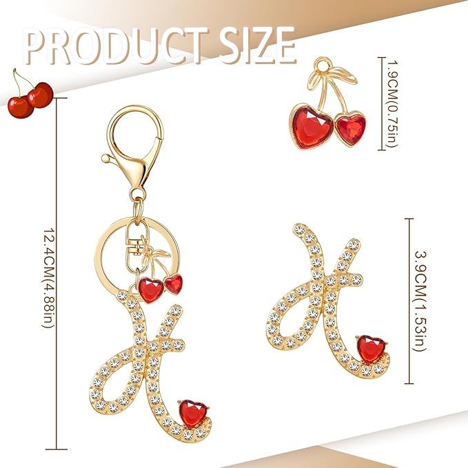 Gold Plated Alphabet Initial Letter Keyring Keychain for Women Girls Crystal Key Chains for Wallet Backpack Bag Charm