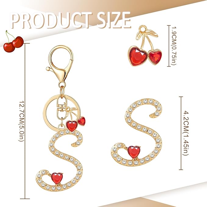 Gold Plated Alphabet Initial Letter Keyring Keychain for Women Girls Crystal Key Chains for Wallet Backpack Bag Charm
