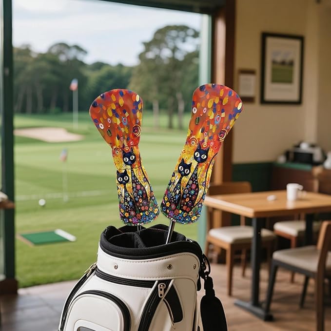Golf Club Head Covers for Club Protective, Waterproof PU Leather Driver Fairway Wood Hybrid Head Cover