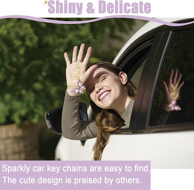 Bag Charm Keychain for Women: Cute Bow Keychains with Diamond Butterfly Pendant, Bags Purse Key ring Accessory