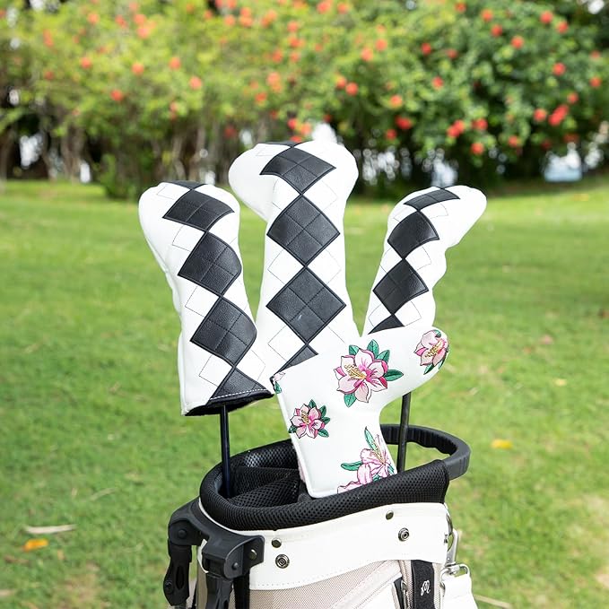 Golf Club Covers Exquisite Embroidery Driver Covers Fariway Wood Headcover Hybrid Cover Leather Golf Headcovers for Most Brand