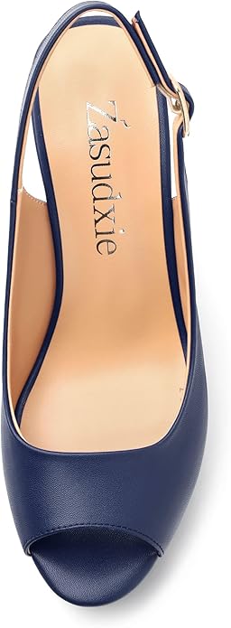 Womens Peep Toe Wedge Heels Matte Fashion Cork Slingback Pumps Platform Wedge Sandals 3.94 Inches