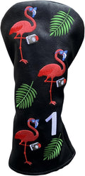 Flamingo Golf Club Headcover 3 Wood Head Cover Golf Premium（PU Leather Driver Fairway Wood Hybrid Head Cover Fits for All Brand