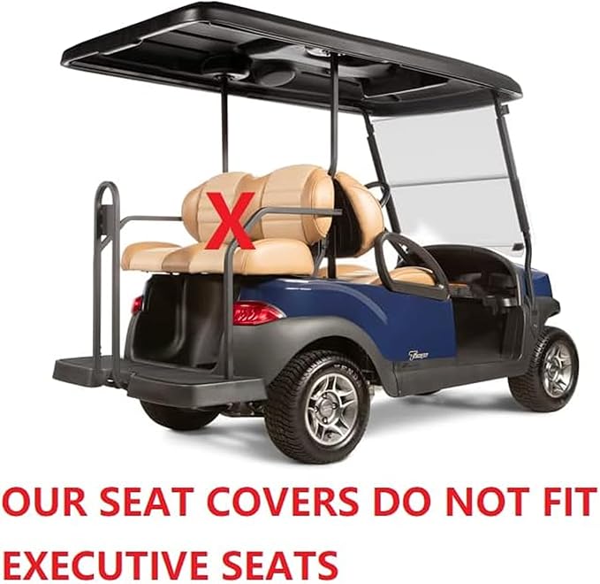 Huskey 4PCS Golf Cart Front/Rear Seat Covers for Club Car Precedent 2004+ G&E Models Custom Two-Tone Black/Red Diamond Stitching with Red Piping,Marine Grade Vinyl Material,Staple On Design