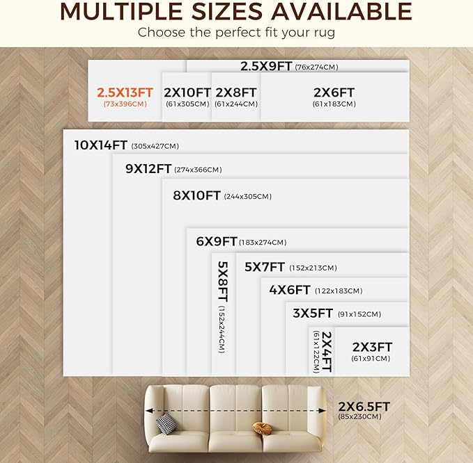 BAGAIL BASICS 2.5 x 13 FT Rug Pad Gripper for Hardwood Floors, Non Slip Rug Pads for Area Rugs, Extra Thick Under Rug Padding, Protect Your Rugs & Floors