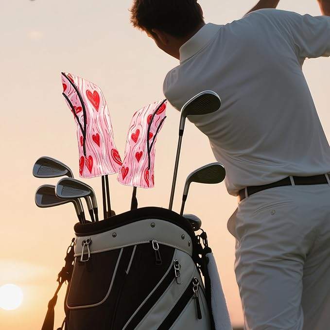 Golf Club Covers PU Leather Waterproof Golf Club Head Covers for Fairway Woods and Driver White Fishbone Pattern Driver Cover Suitable for Most Brands