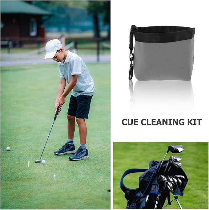 Golf Club Cleaning Pouch with Gear Clip Hook Portable Golf Ball Cleaning Bag Removable Brush Holder for Men for Women