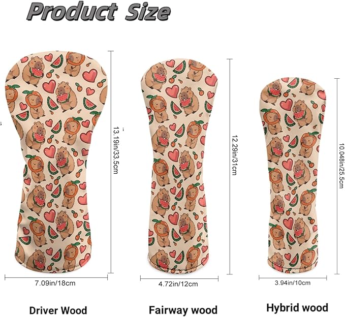 Golf Club Head Covers for Club Protective, Waterproof PU Leather Driver Fairway Wood Hybrid Head Cover