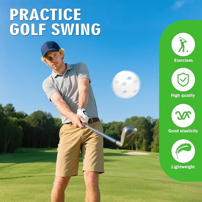 26 Pack Practice Golf Balls, 41mm Hollow Airflow Plastic Golf Balls with Golf Tees, for Indoor Outdoor Driving Range Backyard Swing Practice