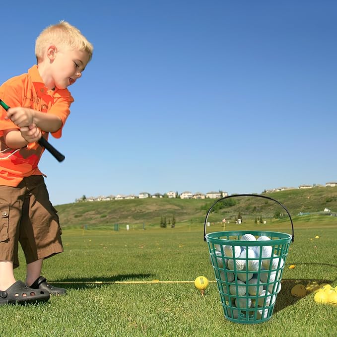 YARNOW Golf Ball Basket with Handle Nylon Golf Ball Container Golf Ball Bin (Green, Golf Balls are Excluded)