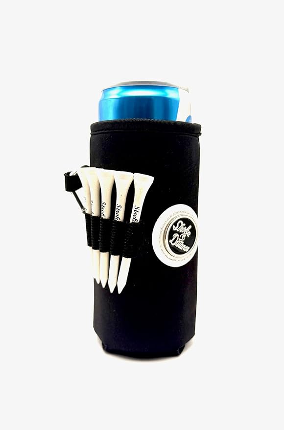 Beverage Caddie 3-in-1 Golf Insulator, Removeable Ball Marker, Bag Clip & Tees Combo - Blue- Tall Slim Can