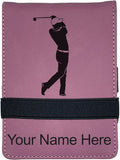 LaserGram Mini Padfolio with Notepad and Pen, Golfer Golfing, Personalized Engraving Included (Pink)