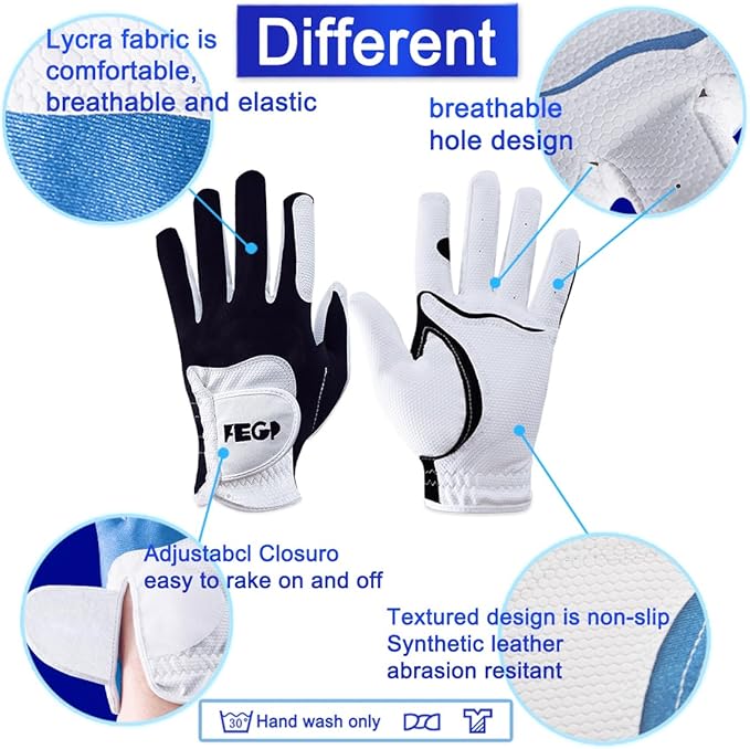 Golf Glove, Men's Players,Left Handed Glove,Japan New Synthetic Leather,resisti Flexible. Stretchy Lycra,Breathability Works Well, Fit, Durable. Value 2 - Pack Golf Gloves.Size M-L-XL
