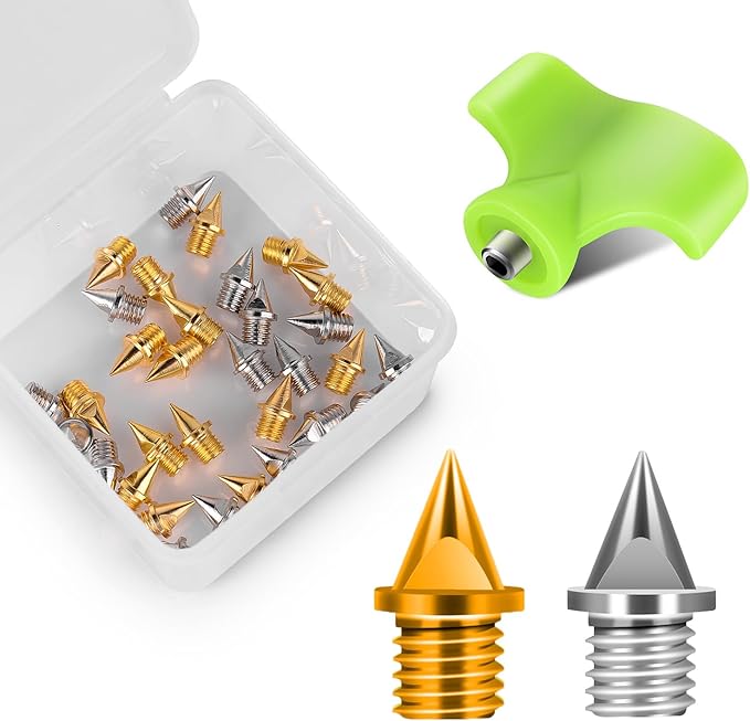 1/4 Inch Carbon Steel Track Spikes, 32 Pieces Lighter Weight Spikes Track Shoes, Each Nail Weighs Only 0.47 Grams, Used for Track and Field Sprinting or Cross Country