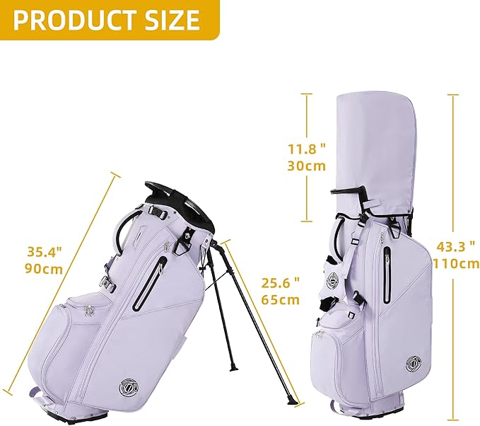 Golf Stand Bag 14 Way, Lightweight Golf Bags for Men Women with Stand, Padded Ergonomic Double Strap, Full Length Dividers, Multiple Pockets, Rain Hood