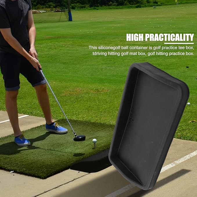 EVTSCAN Heavy Duty Rubber Golf Ball Tray, 4lb, Holds up to 100 Practice Balls, Compatible with All Hitting Mats, Range Ball Tray, Won’t Blow Away