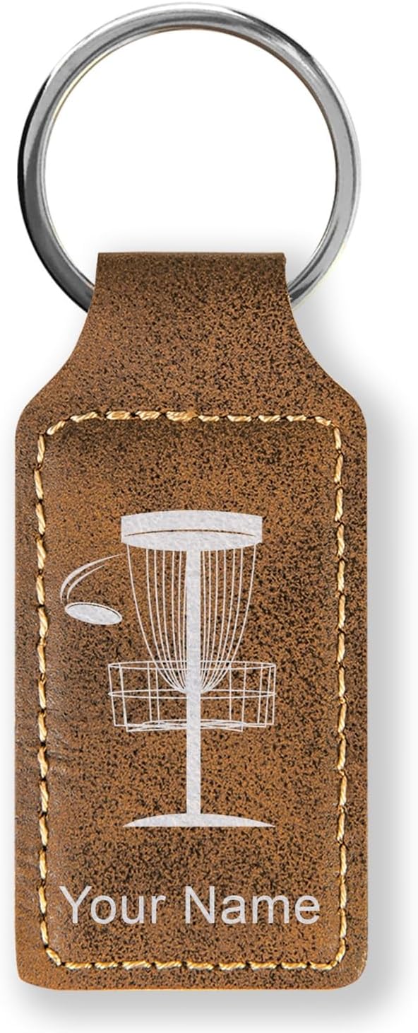 LaserGram Rectangle Keychain, Disc Golf, Personalized Engraving Included