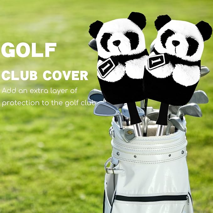 Panda Golf Driver Head Cover - Funny Golf Head Covers for Men & Women, Plush Driver Headcover Fits Most Clubs - Cute Animal Golf Head Covers Protector, for Golfers