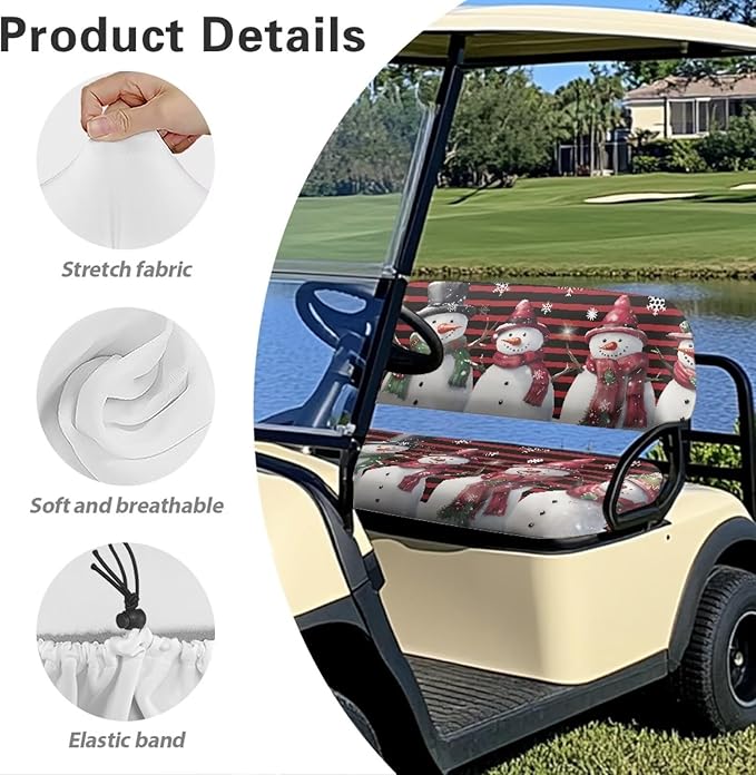 Golf Cart Seat Covers, Universal Fit & Nonskid Bottom Fits for Club Car 2 Person Seats Golf Carts