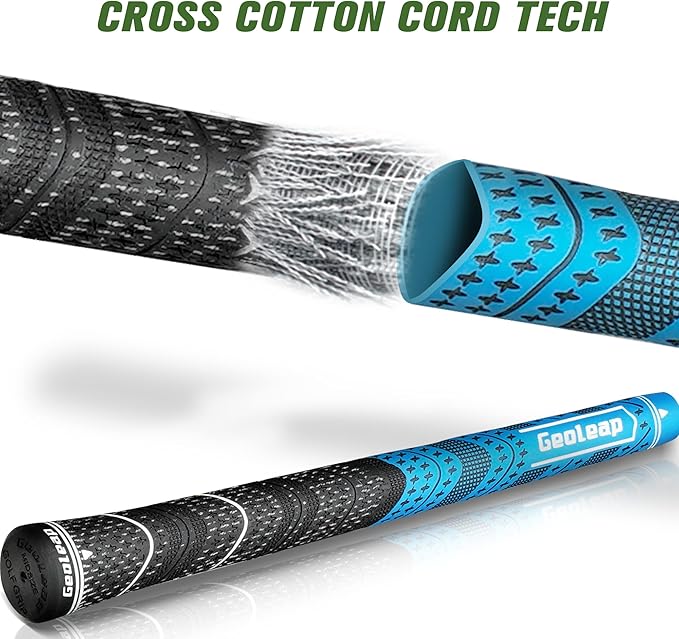 Geoleap Golf Grips Set of 13- Grips with Tapes and with All Repair Kits for Choice,Hybrid Golf Club Grips,Standard/Midsize,All Weather Contral, High Feedback & Traction.