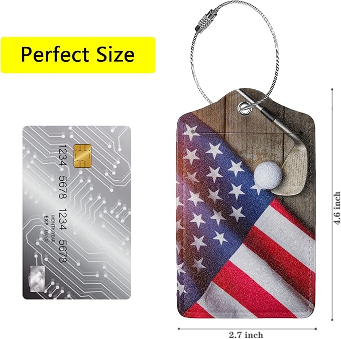 2 Pack Golf Luggage Tags for Suitcases, Cool Leather Luggage Tag for Travel, Bag Tag Privacy Name ID Card Bag Labels for Friends Adults Kids Tourists Sports